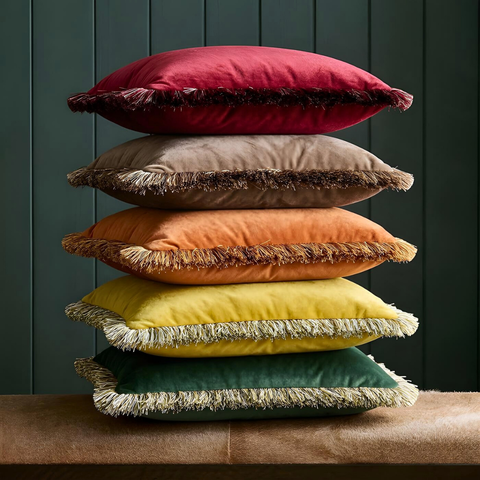 Amber Kenar Detaylı Kadife Kırlent 45x45 cm