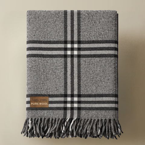 Heritage Check Çift Kişilik Pure Merino Wool Battaniye Füme (Limited)