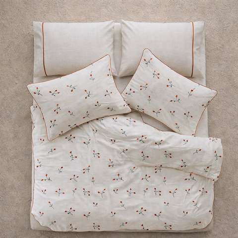 Roseberry Nakışlı Organik Pamuk Çift Kişilik Nevresim Takımı 200x220 cm
