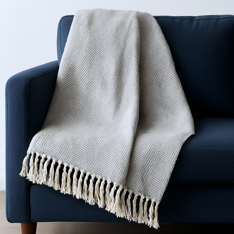 Laura %100 Pamuk Throw Battaniye 150x200 cm Taş