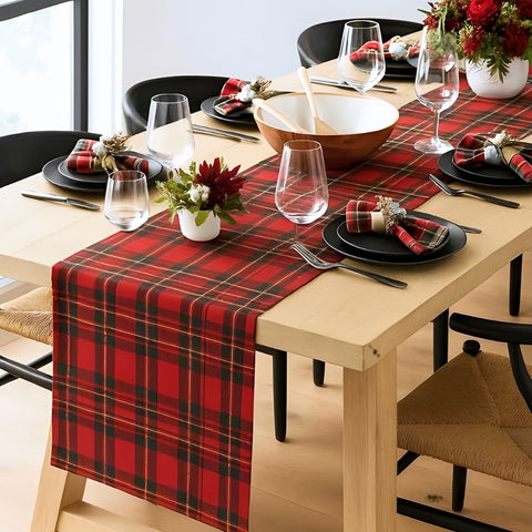 Tartan 6 Kişilik 13 Parça Leke Tutmaz Sofra Seti Kırmızı