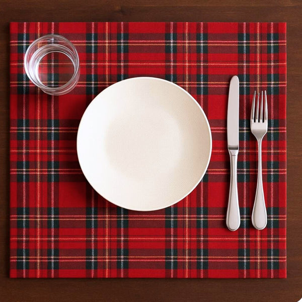 Tartan 6 Kişilik 13 Parça Leke Tutmaz Sofra Seti Kırmızı