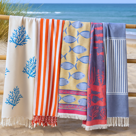 Coral Throw Müslin Pamuk Peştamal 100x200 cm Mavi