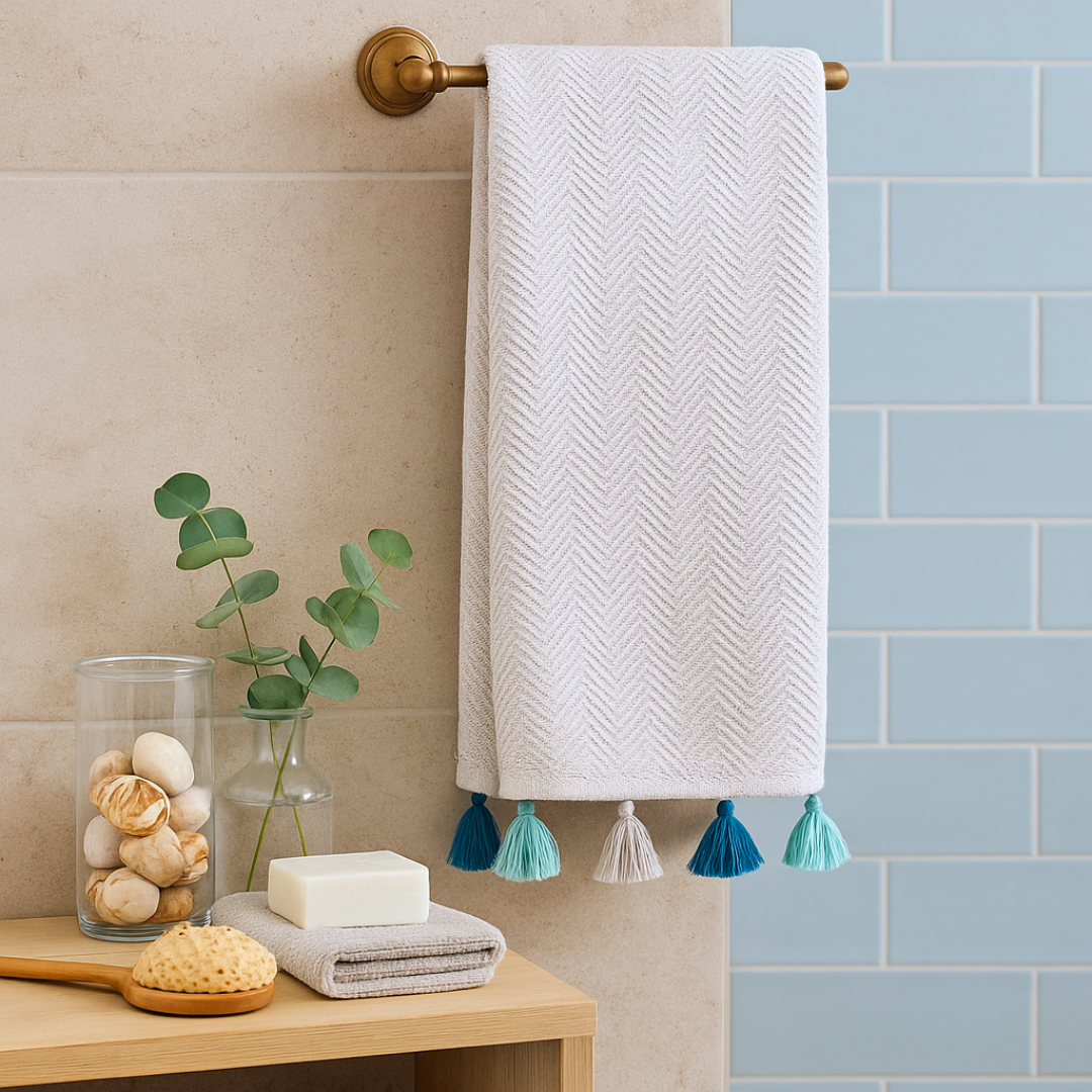 Armona Ponpon Yüz Havlusu 50x100 cm Bej