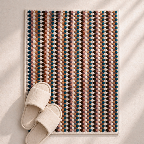 Mozaik Pamuk Banyo Paspası 50x80 cm Turuncu