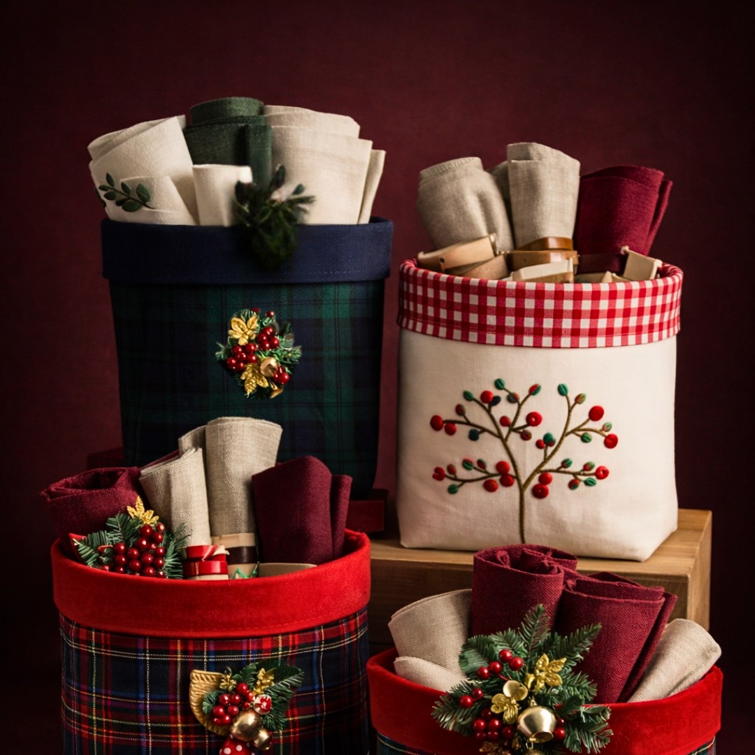 Tartan Çok Amaçlı Organizer Sepet Lacivert