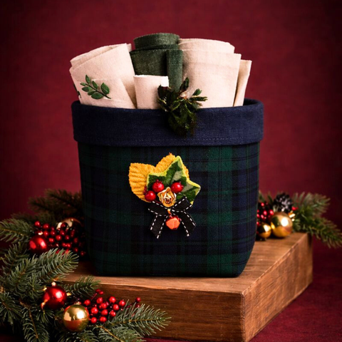 Tartan Çok Amaçlı Organizer Sepet Lacivert