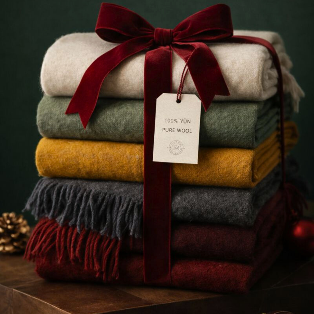 Woolmark Tek Kişilik Saf Yün Battaniye Safran