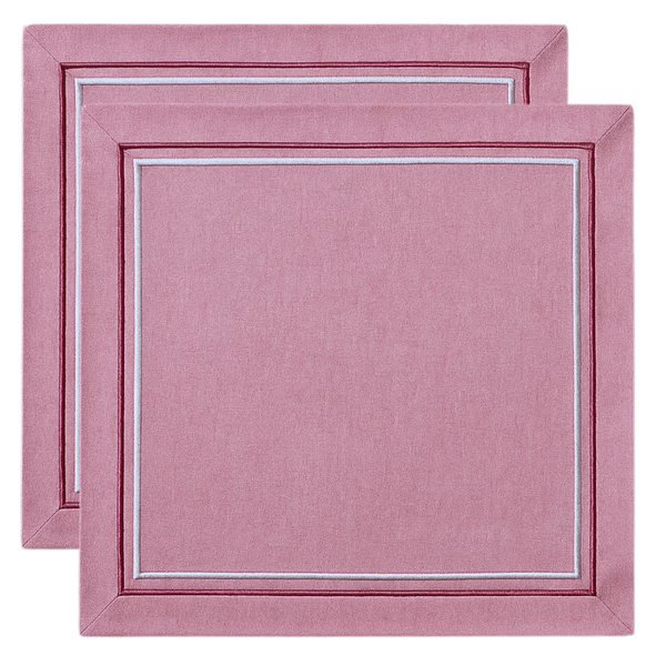 2 Sıra Piko Nakış Detaylı Keten Leke Tutmaz Peçete Gül Kurusu (2'li Set)