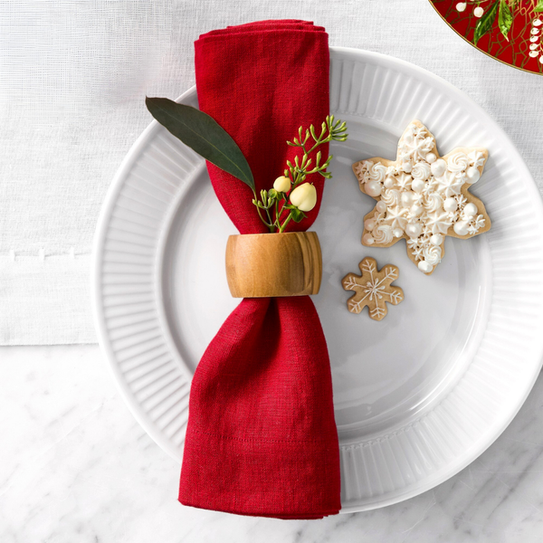 Genoa Dokuma Keten Leke Tutmaz Peçete Kırmızı (2'li Set)