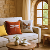 Aerion Nakışlı Kadife Kırlent Kılıfı 45x45 cm Amber