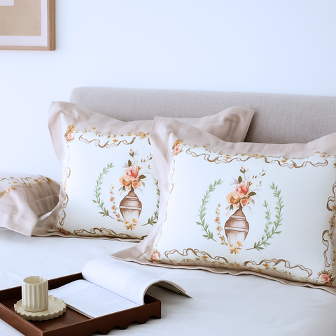 Serenity %100 Pamuk Saten 2’li 50x70 cm Volanlı Yastık Kılıfı Pudra