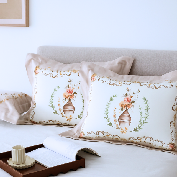 Serenity %100 Pamuk Saten 2’li Volanlı Yastık Kılıfı 50x70 cm Pudra