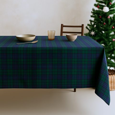 Tartan Leke Tutmaz Masa Örtüsü Lacivert