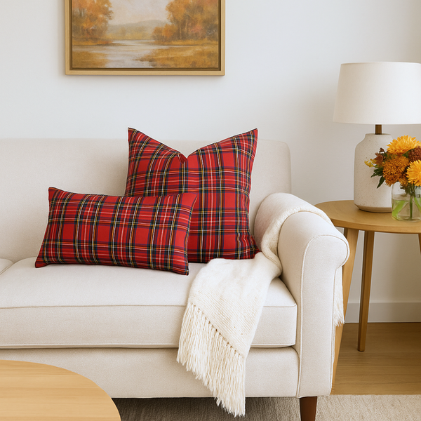 Tartan Kırlent Kılıfı Kırmızı