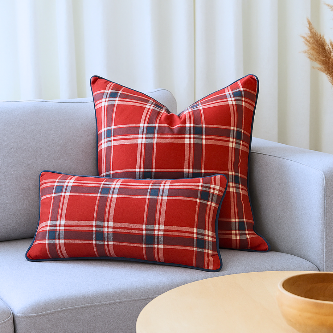 Country Kırlent Kılıfı Kırmızı