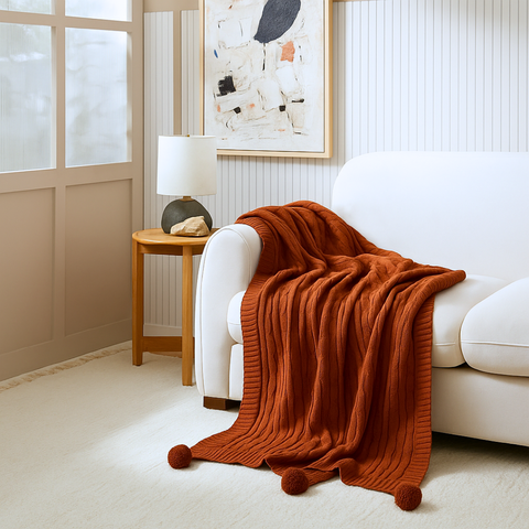 Nova Triko Throw Örtü 130x150 cm Tarçın