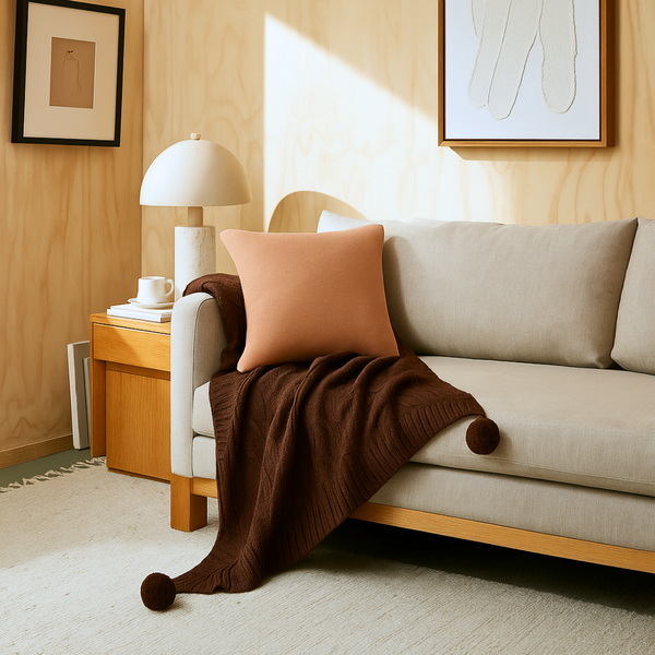 Nova Triko Throw Örtü 130x150 cm Kahve