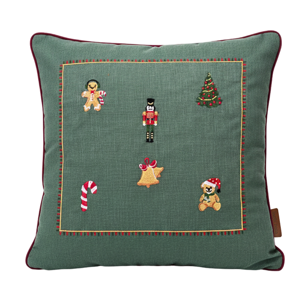 Wonderland Nakışlı Premium Keten Kırlent Kılıfı 45x45 cm