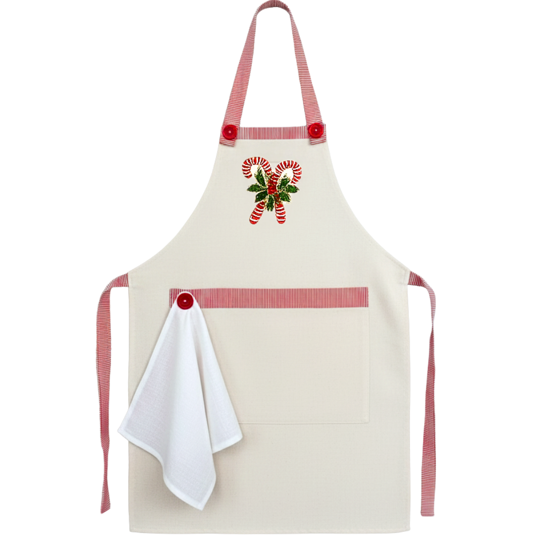 Candy Tasarım Mutfak Önlük Seti Ekru