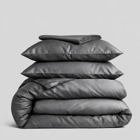 Clara Premium Saten Çift Kişilik Nevresim Takımı 200x220 cm Metalik Füme