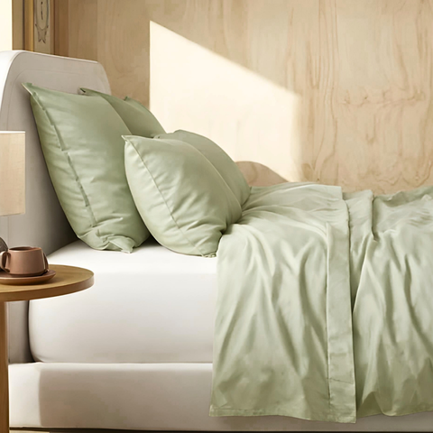 Clara Premium Saten Çift Kişilik Nevresim Takımı 200x220 cm Yeşil