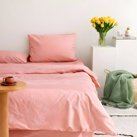 Carly %100 Dokuma Pamuk Çift Kişilik Nevresim Takımı 200x220 cm Pembe