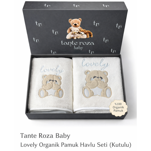 Lovely Bebek Nakışlı Havlu Seti Mavi