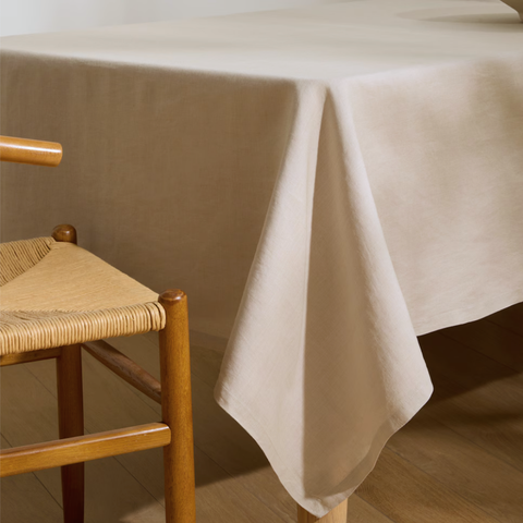 Genoa Dokuma Keten Leke Tutmaz Masa Örtüsü Kum Beji