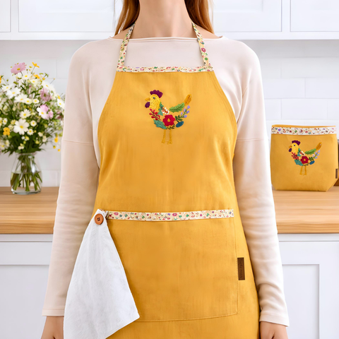 Coop Nakışlı Tasarım Mutfak Önlük Seti Safran