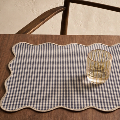 Check Premium Dokuma Kıvrımlı Amerikan Servisi 35x50 cm Kahve (2'li Set)