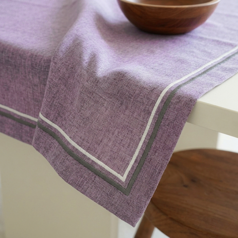 2 Sıra Piko Kenar Leke Tutmaz Keten Runner Leylak