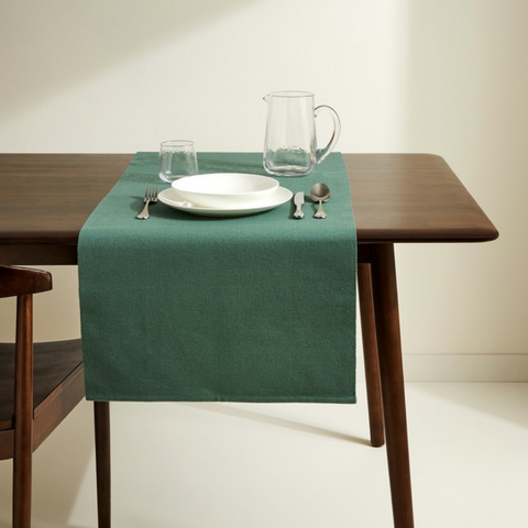Genoa Dokuma Keten Leke Tutmaz Runner 50x150 cm Yeşil