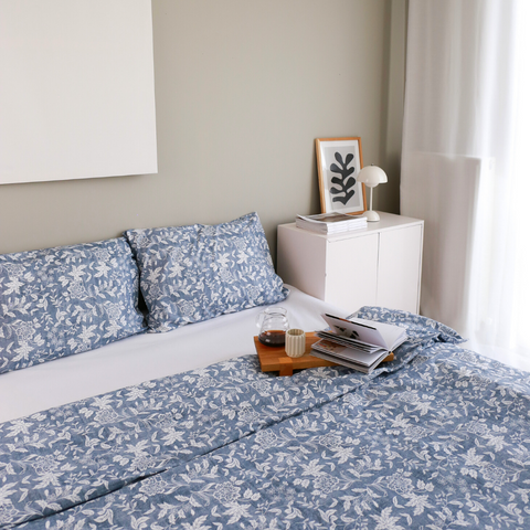 Leaf %100 Pamuk Tek Kişilik Nevresim Takımı 160x220 cm Mavi