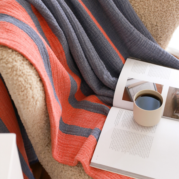 Antibes %100 Pamuk Çok Amaçlı Örtü  240x250 cm Indigo