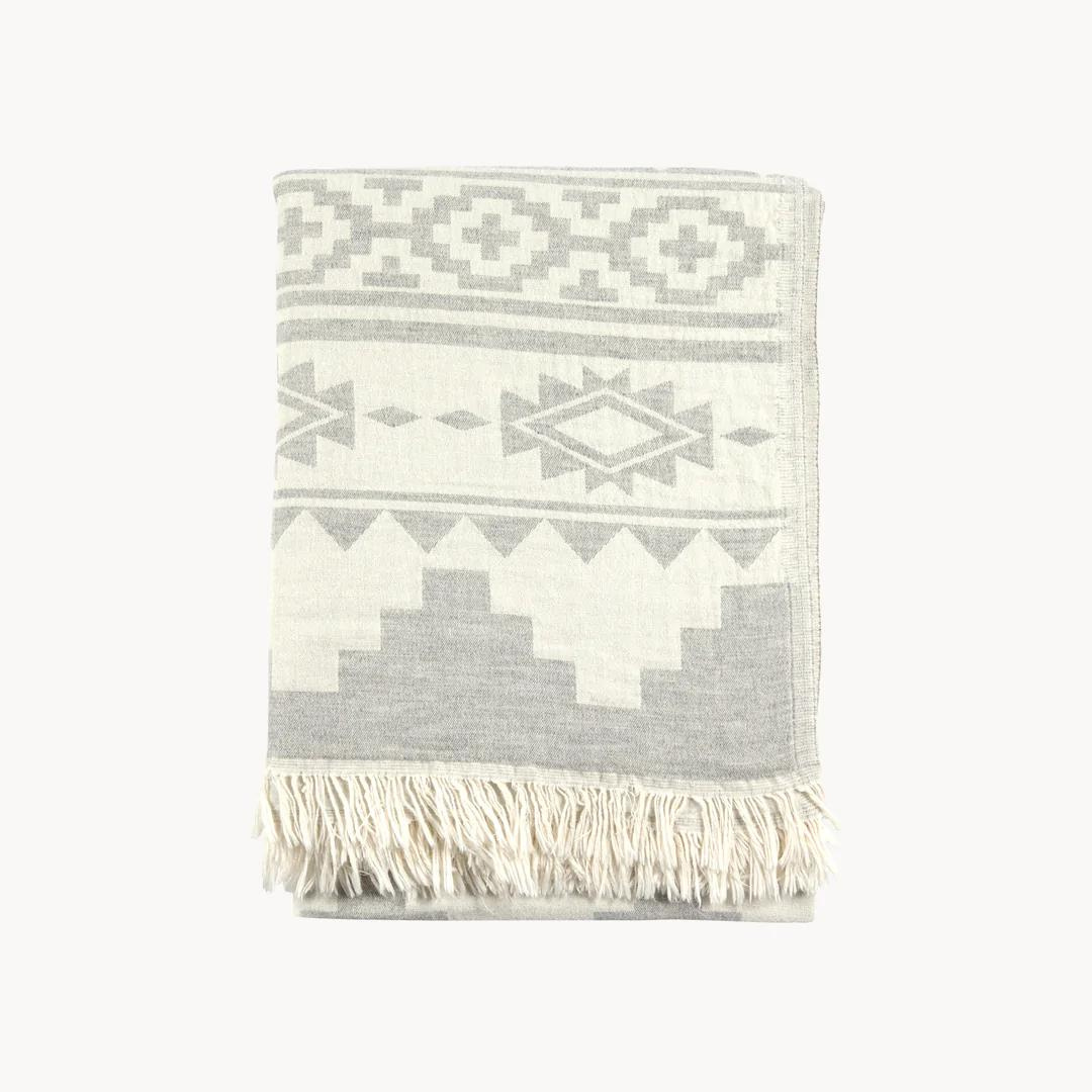 Aztec %100 Pamuk Koltuk Şalı  140x190 cm Buz Grisi