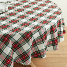 Görseli Galeri görüntüleyiciye yükleyin, Tartan Leke Tutmaz Yuvarlak Masa Örtüsü Beyaz
