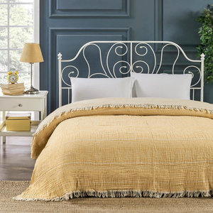 Toscana Çift Kişilik 4 Kat Müslin Yatak Örtüsü 240x260 cm Sarı