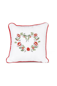 Christmas Nakışlı Dekoratif Keten Kırlent 20x20 cm