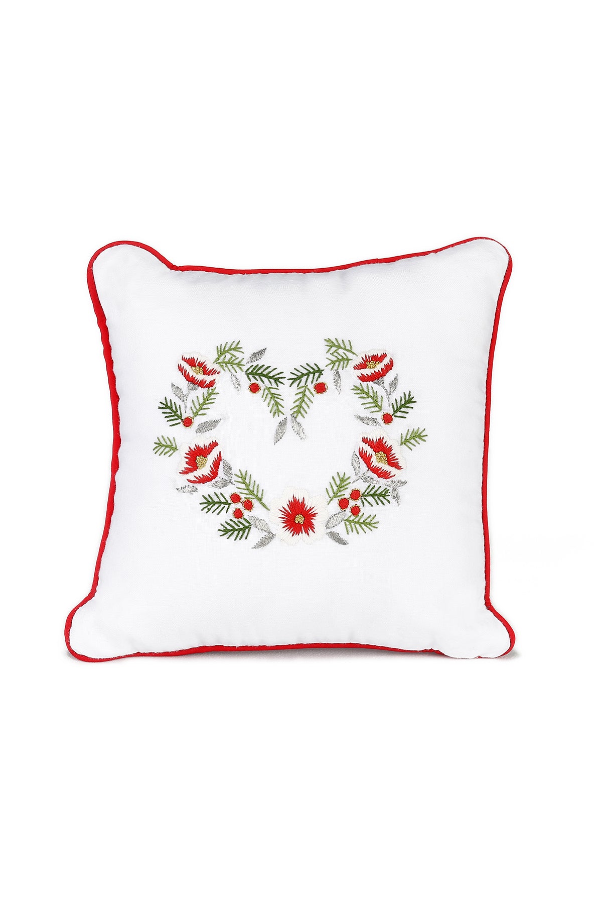 Christmas Nakışlı Dekoratif Keten Kırlent 20x20 cm