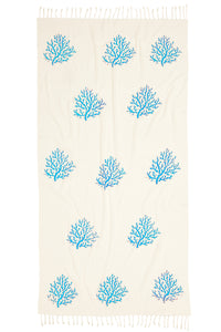 Coral Throw Müslin Pamuk Peştamal Mavi 100x200 cm cm