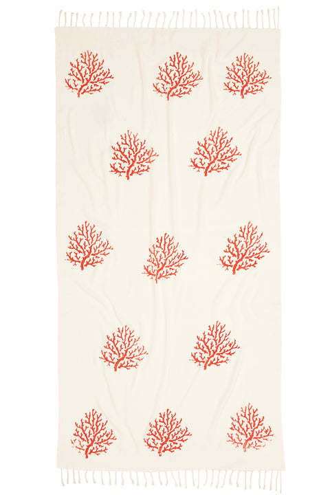 Coral Throw Müslin Pamuk Peştamal Kırmızı 100x200 cm
