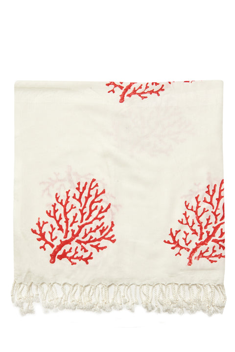 Coral Throw Müslin Pamuk Peştamal Kırmızı 100x200 cm