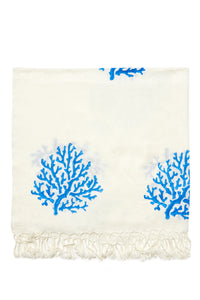 Coral Throw Müslin Pamuk Peştamal Mavi 100x200 cm cm