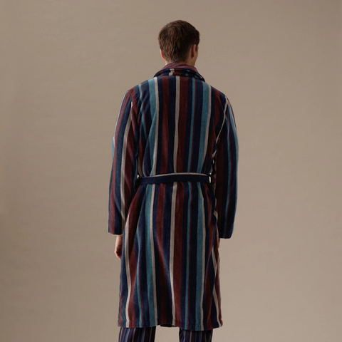 Stripe Premium %100 Pamuk Erkek Bornoz Lacivert