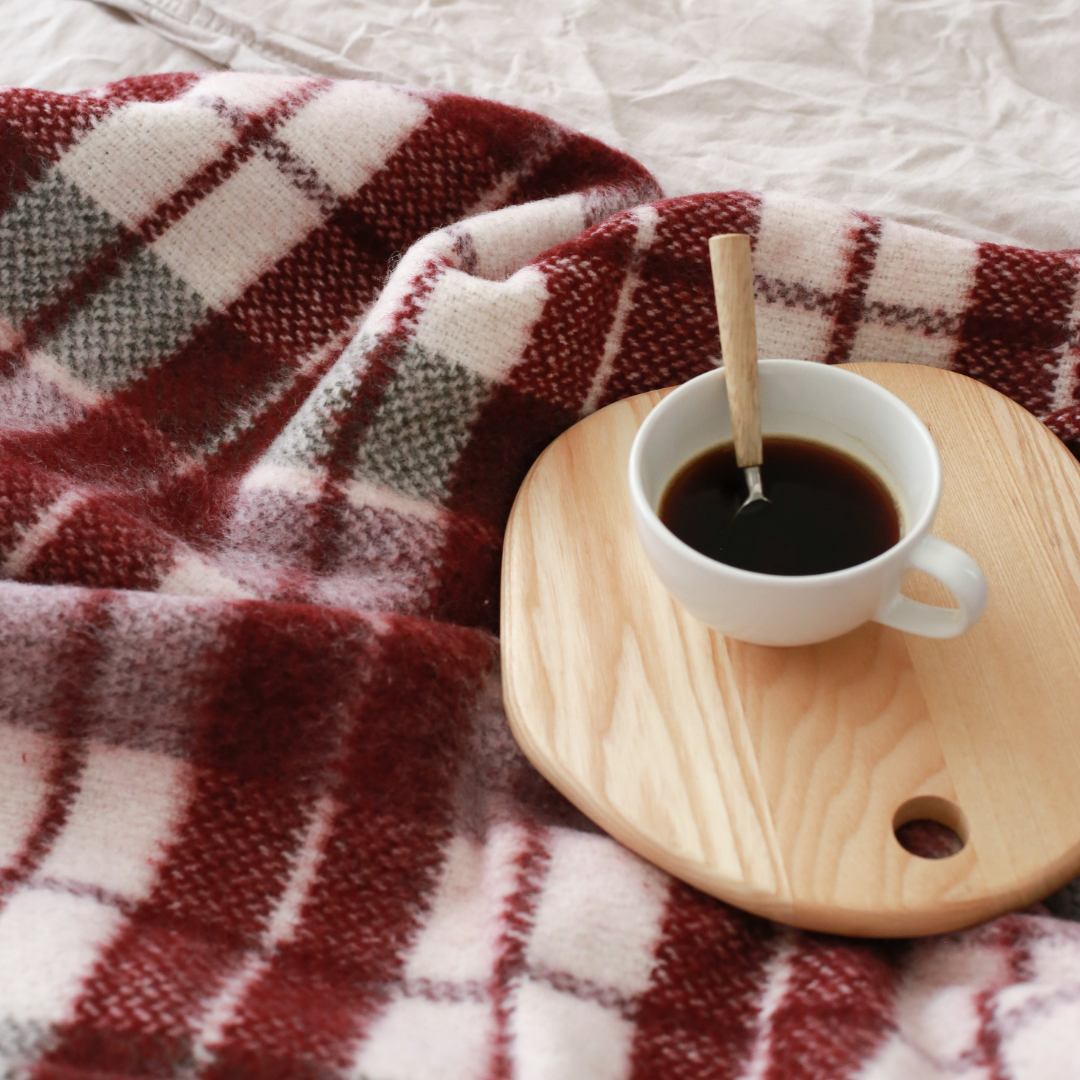 Woolmark Çift Kişilik Saf Yün Battaniye Bordo