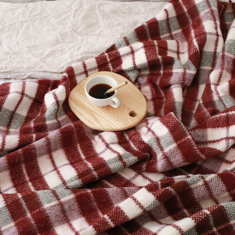 Woolmark Çift Kişilik Saf Yün Battaniye Bordo