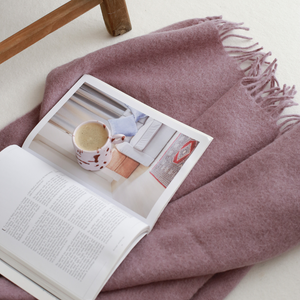 Woolmark Tek Kişilik Saf Yün Battaniye Lila