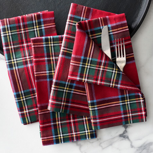 Tartan Leke Tutmaz Peçete Kırmızı (2'li Set)