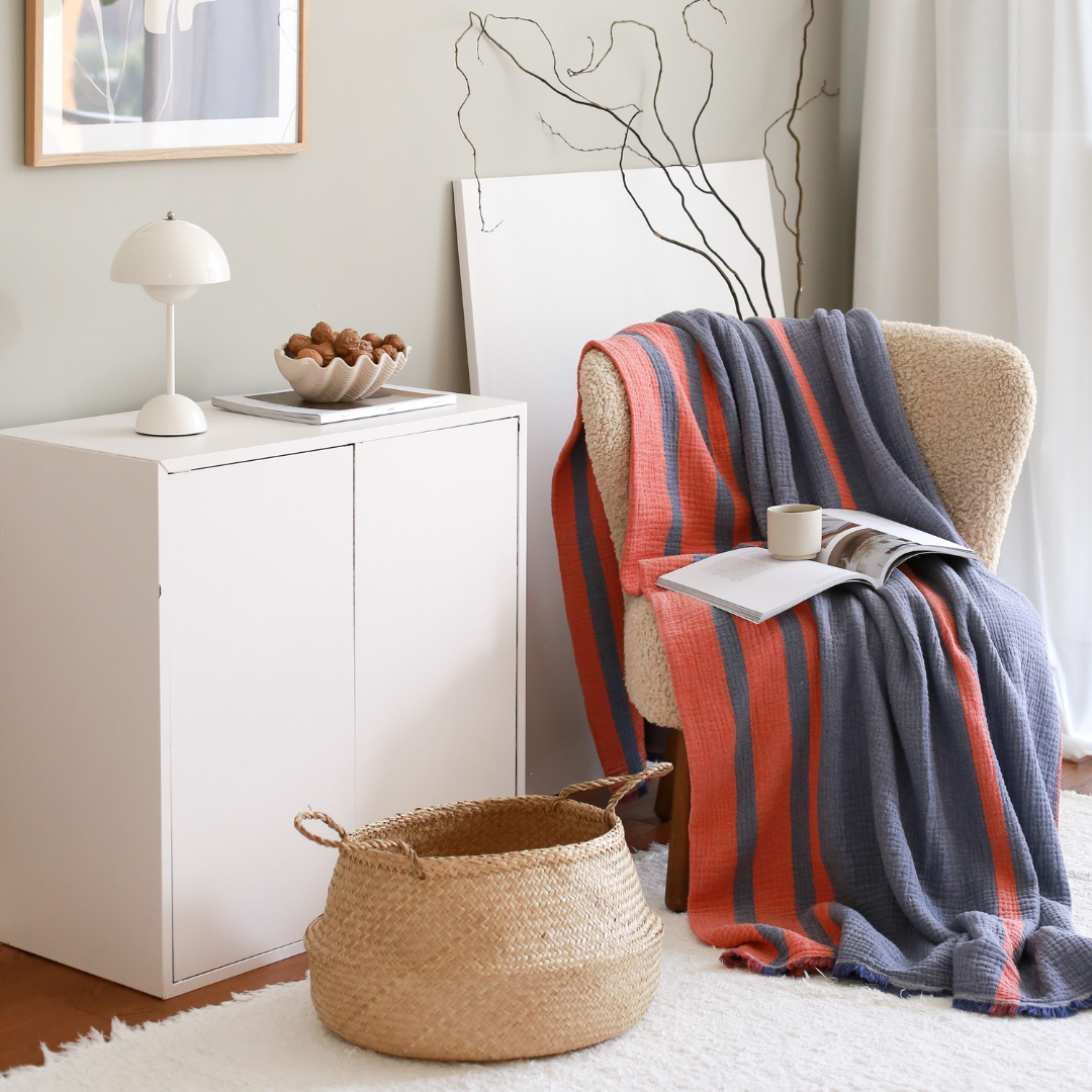 Antibes %100 Pamuk Çok Amaçlı Örtü  240x250 cm Indigo